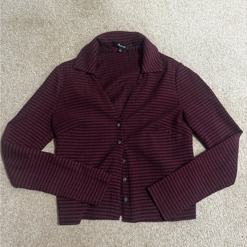 Madewell Burgundy Textured Cardigan